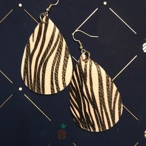 *3 for 12* Zebra faux leather teardrop earrings